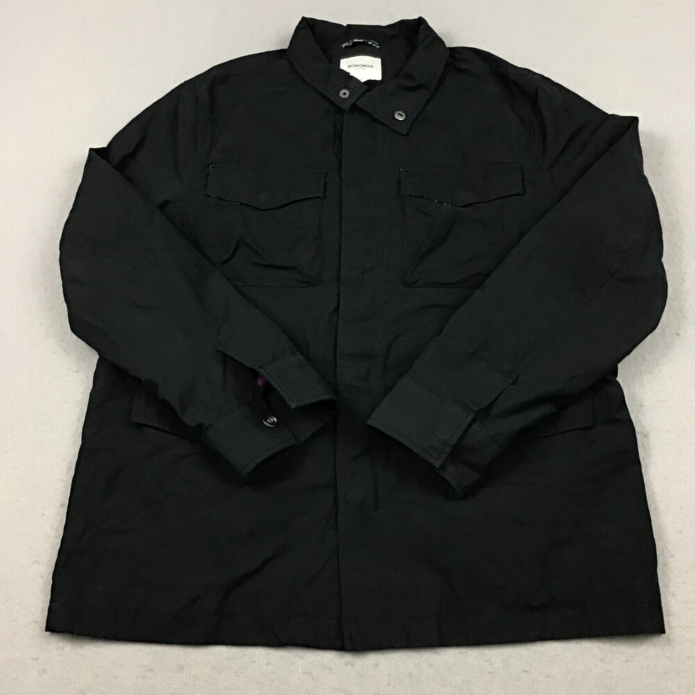 Bonobos Field Jacket Men Small Black Solid Utility Chore Coat Flap Pockets S